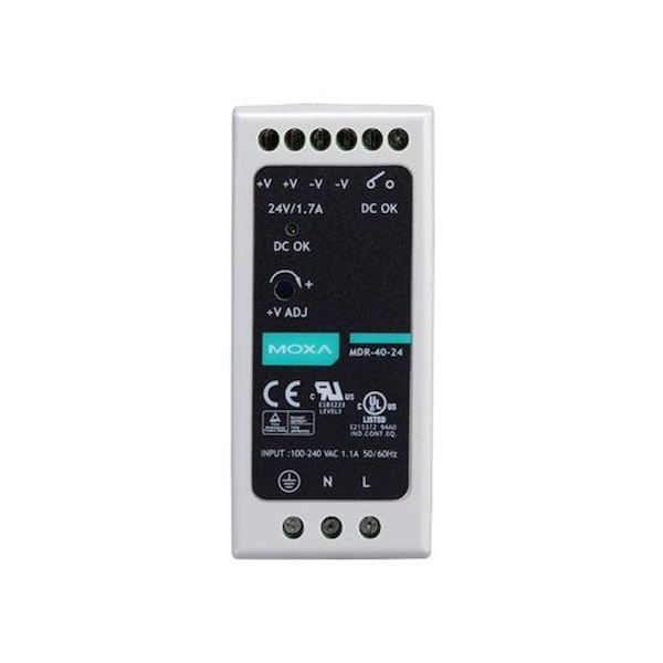 Power Supply, 85 to 264V AC/120 to 370V DC, 24V DC, 40W, 1.7A, DIN Rail